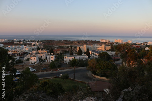 view of the city at sunset from the top of the Church of St. Elias Cyprus Protaras