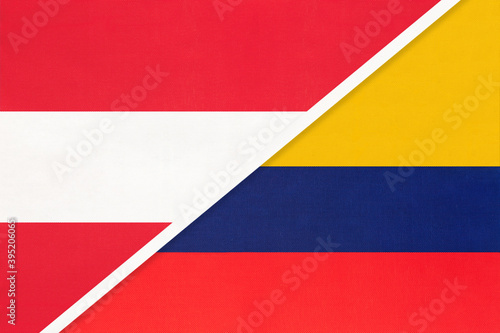 Austria and Colombia, symbol of national flags from textile. © nikol85