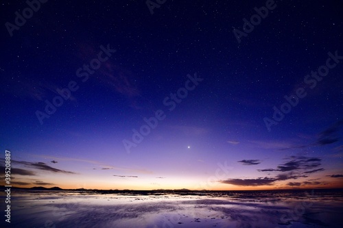 Dawn in Uyuni salt lake