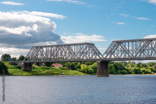 Nikolaevsky (Romanovsky) railway bridge across the Volga river in the city of Yaroslavl