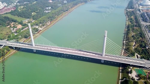 Aerial video of Wuxiang Bridge in Nanning, Guangxi, China