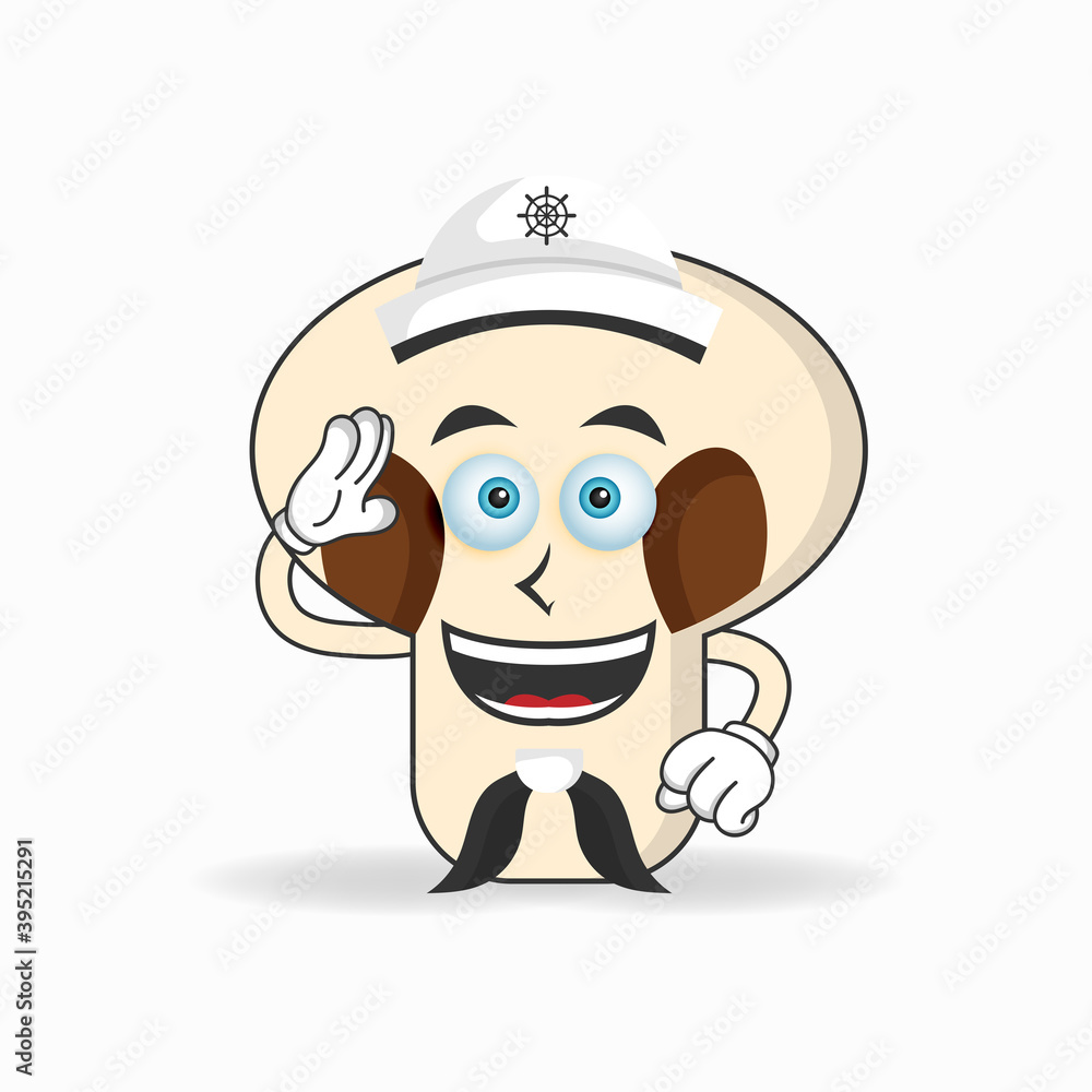The mushrooms mascot character becomes a sailor. vector illustration