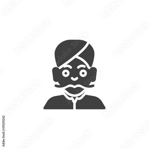 Indian man vector icon. filled flat sign for mobile concept and web design. Traditional Indian man glyph icon. Symbol, logo illustration. Vector graphics