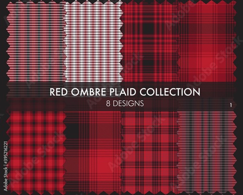 Red Ombre Plaid textured Seamless Pattern Collection