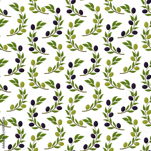 Seamless background with olive leaves. Ideal for printing on fabric or paper.