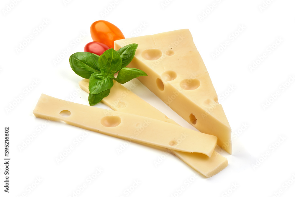 Cheese triangle, isolated on white background Cheese triangle, isolated on white background