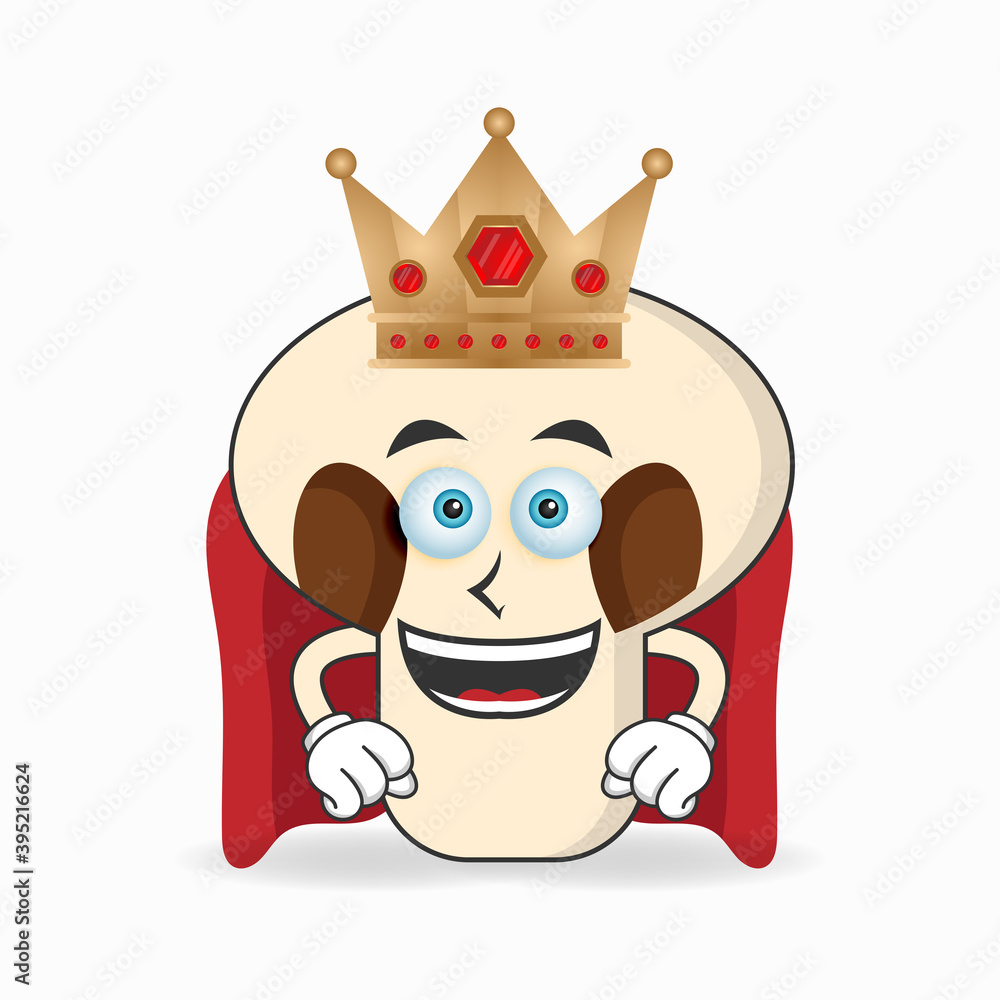 The mushrooms mascot character becomes a king. vector illustration The mushrooms mascot character becomes a king. vector illustration
