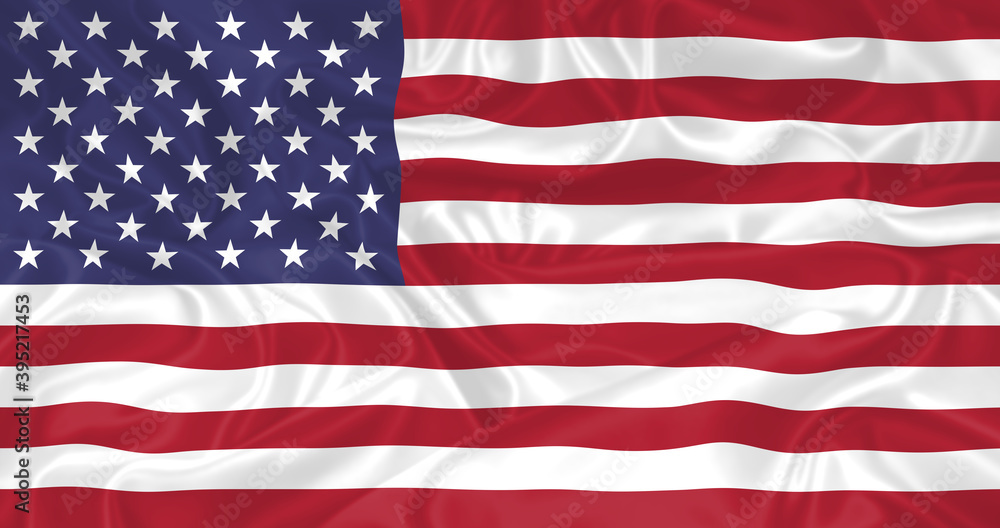 Naklejka premium USA Flag waving. National flag of America with waves and wind. Official colors and proportion. United States of America Flag
