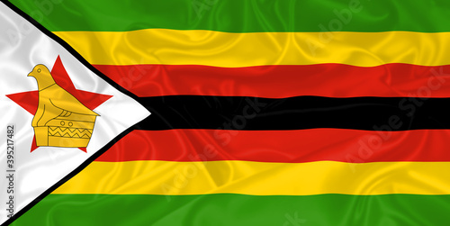 Zimbabwe Flag waving. National flag of Zimbabwe with waves and wind. Official colors and proportion. Zimbabwean Flag