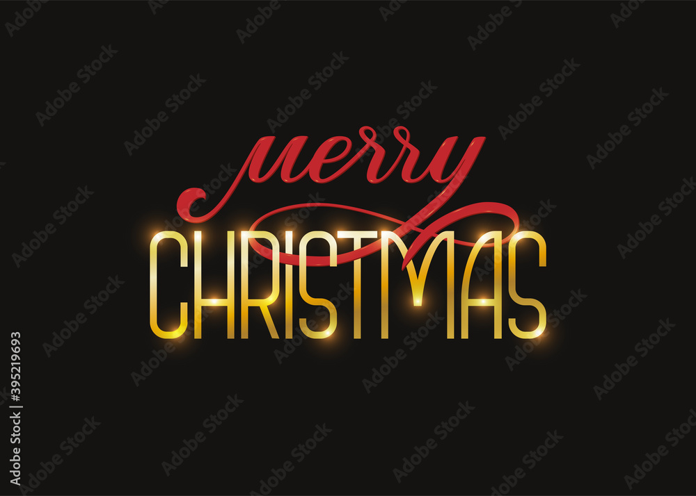 Merry Christmas lettering, holiday handwritten lettering, postcard, Christmas poster, holiday banner