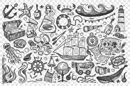 Obraz na plátně Pirates doodle set
