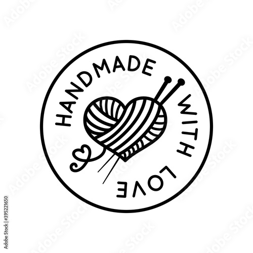 Handmade with love round beautiful sign vector