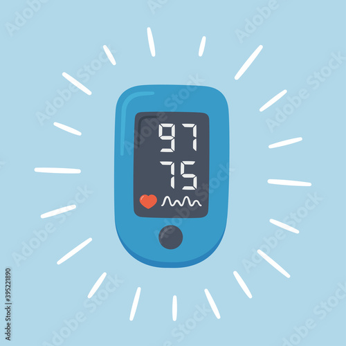 Pulse Oximeter with normal value. Digital device to measure oxygen saturation. Vector illustration