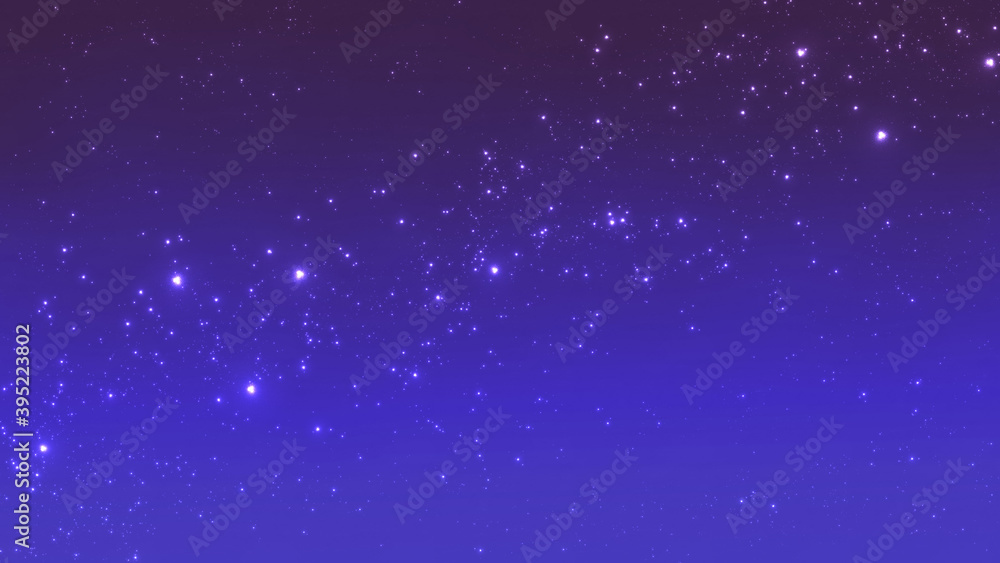 青色のシンプルな星空と天の川銀河