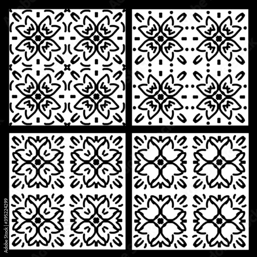 Set of vector abstract seamless repeating patterns, for printing on ceramic tiles, Wallpaper and textiles.