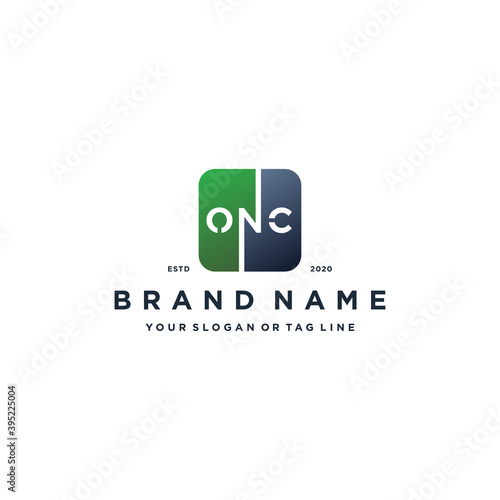 letter ONC rounded square gradient color logo design vector photo