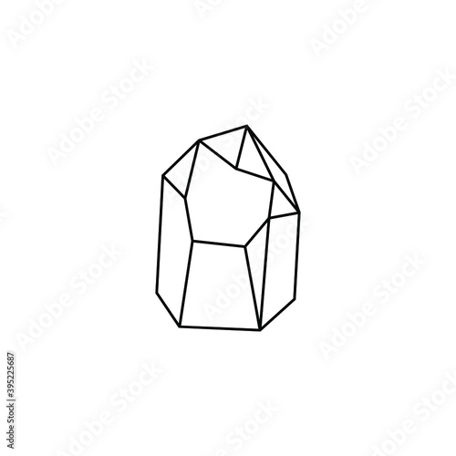 Black Outline Gem Crystal. Stock vector Icon isolated on white background