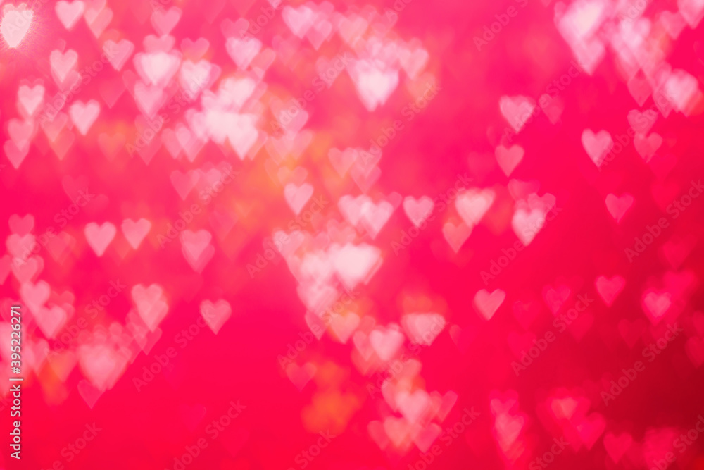 Red heat passionate and glamour bright bokeh Valentines day background banner - Abstract light red bokeh pattern in heart shape holiday background.