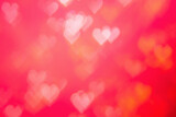 Red heat passionate and glamour bright bokeh Valentines day background banner - Abstract light red bokeh pattern in heart shape holiday background.