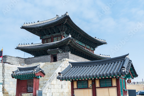 Janganmun Gate, Korea traditional landmark in the city of Suwon of South Korea. Hwaseong Fortress is an historic building in the latter part of the Joseon Dynasty.
