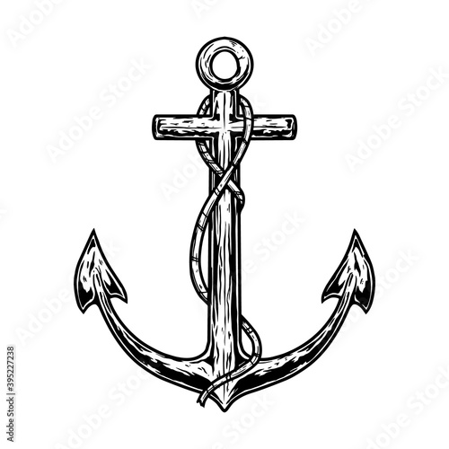 Illustration of retro anchor in engraving style. Design element for emblem, sign, poster, card, banner, flyer. Vector illustration