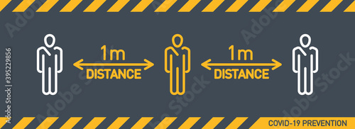 Social distancing outline icon, keep distance in public society people to protect from COVID19 coronavirus outbreak spreading concept banner, Infographic design distance away line icon in the meeting