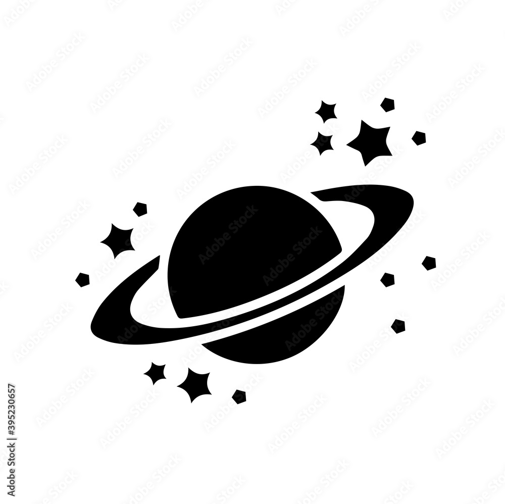 Planet and stars silhouette on white background. Planet and stars silhouette on white background.