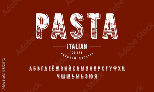 Decorative sans serif font and pasta label template