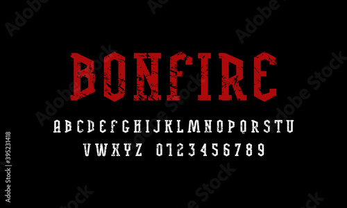 Decorative serif stick font. Bold face