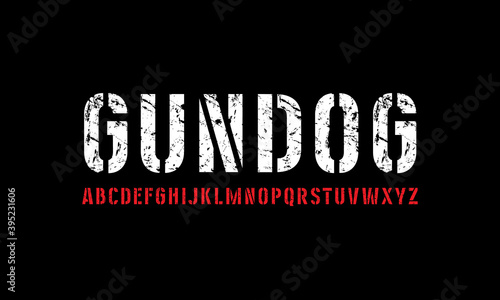 Stencil-plate sans serif font in military style