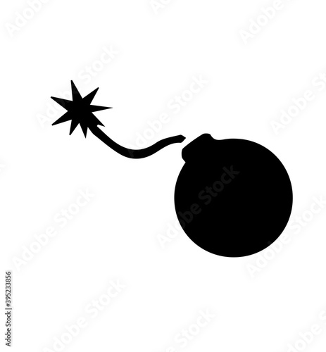 Bomb silhouette on white background.