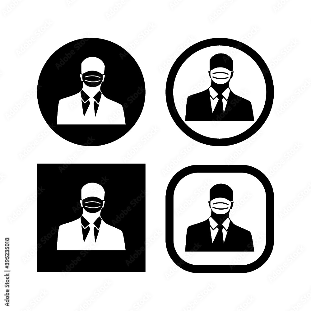Man in face mask four icon isolated on white background Man in face mask four icon isolated on white background