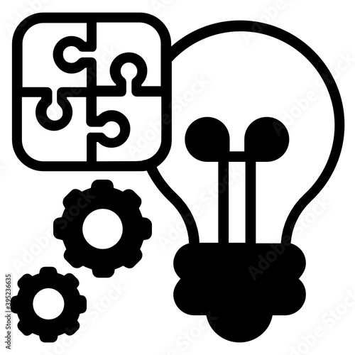 
Critical configuration thinking concept, solid icon of solution idea 

