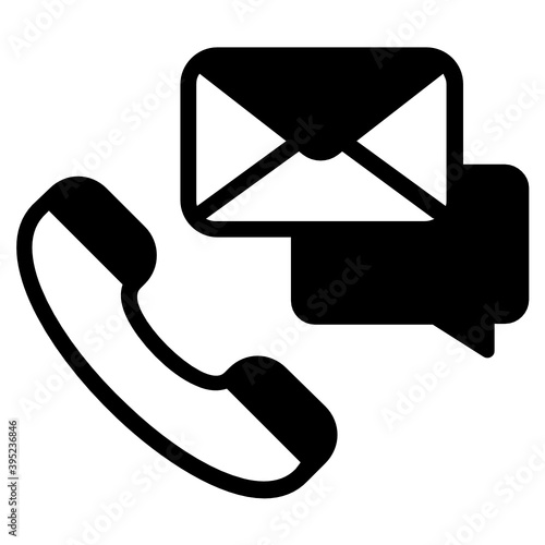 
Phone receiver with message, contact us solid icon
