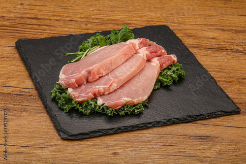 Raw pork steak for cooking