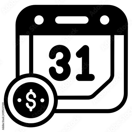 
Budgetary period, glyph icon of fiscal year 
