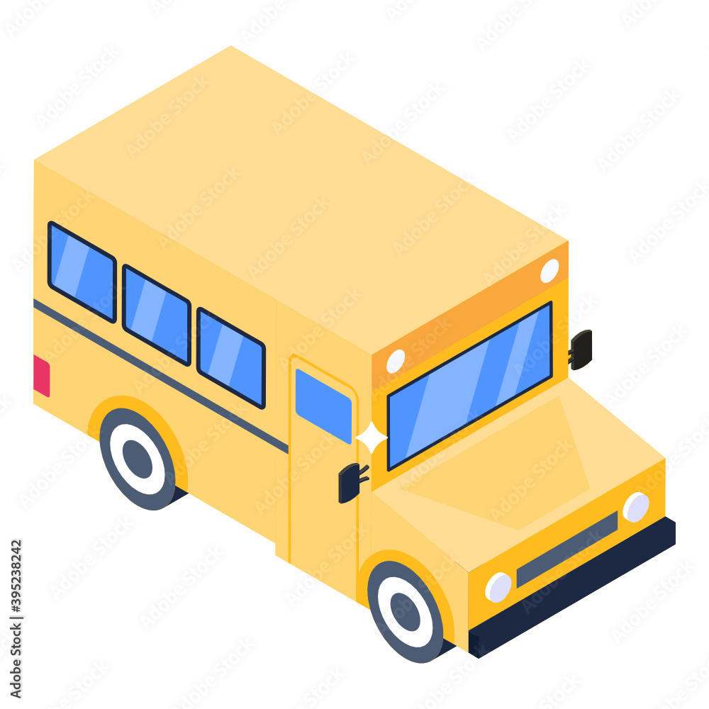 A trendy icon of school bus in isometric design
A trendy icon of school bus in isometric design