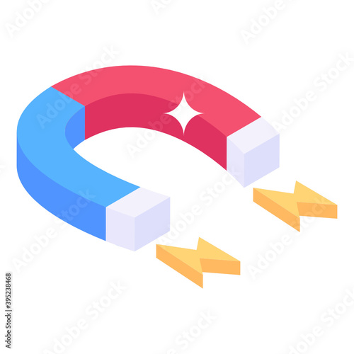 
Physics magnet icon in isometric design, editable vector 
