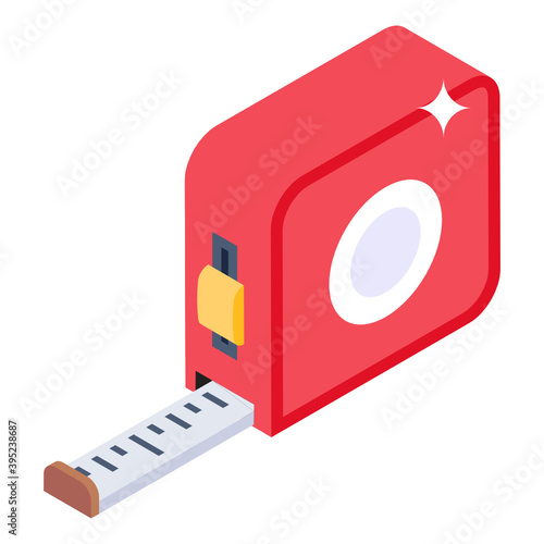 
A construction inches tape for measurement, isometric icon
