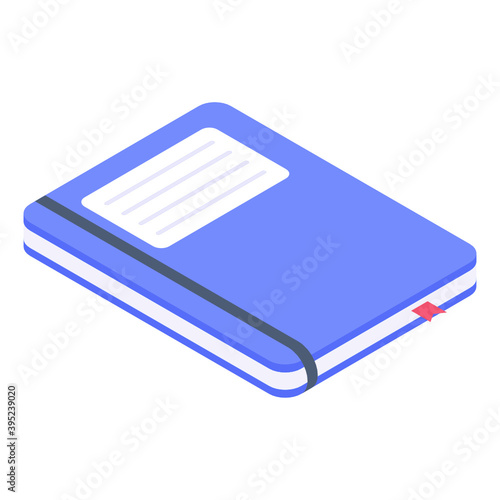  A book with bookmark in isometric icon 