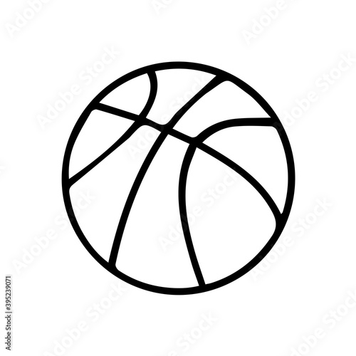 Basketball ball silhouette on white background.