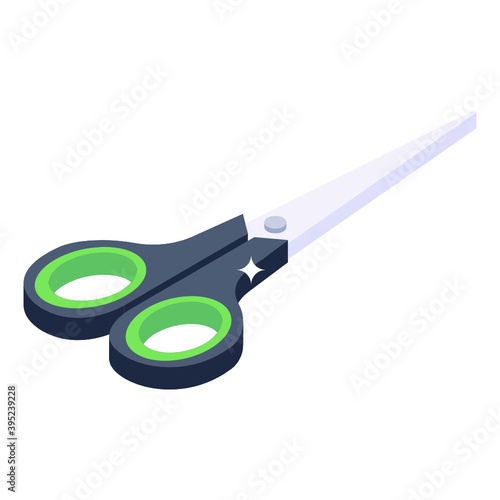 
Scissors isometric style icon, used for cutting purposes
