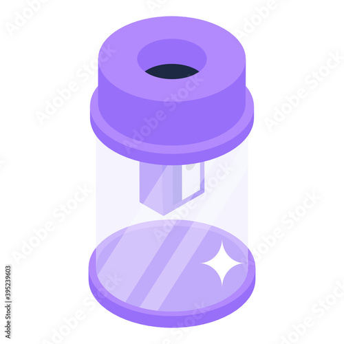 
Isometric icon of sharpener, stationery tool, 
