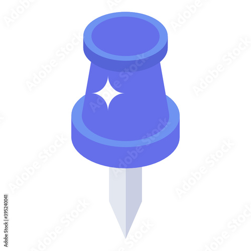 
Thumb pin in isometric style icon, thumbtack
