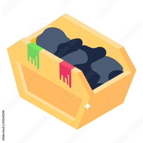 
Isometric icon of dumpster, trash can  
