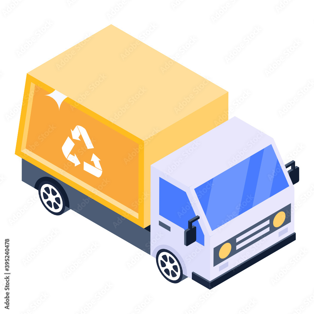 Eco transport, isometric icon of recycling truck
Eco transport, isometric icon of recycling truck