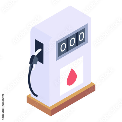 
Isometric icon of gas station, petrol pump 
