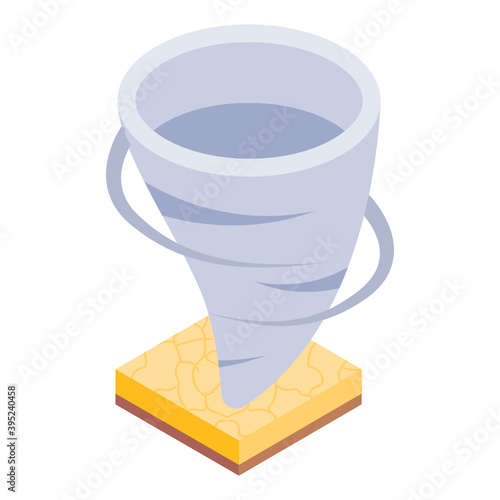 
Natural disaster tornado, isometric icon of whirlwind 
