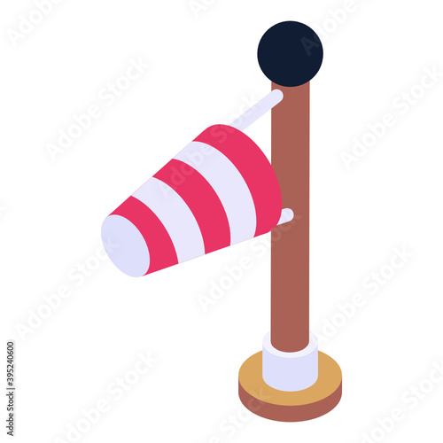 
Getting weather forecasting tool, isometric icon of windsock 
