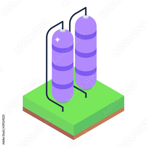
Isometric icon of water filters plant 
